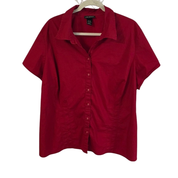 Lane Bryant Red Short Sleeve Button-Up Shirt Size 26/28 - Picture 1 of 6